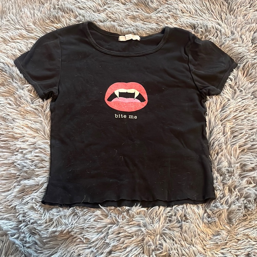 Small “bite me” crop top from Truly Madly Deeply LA (Urban Outfitters)